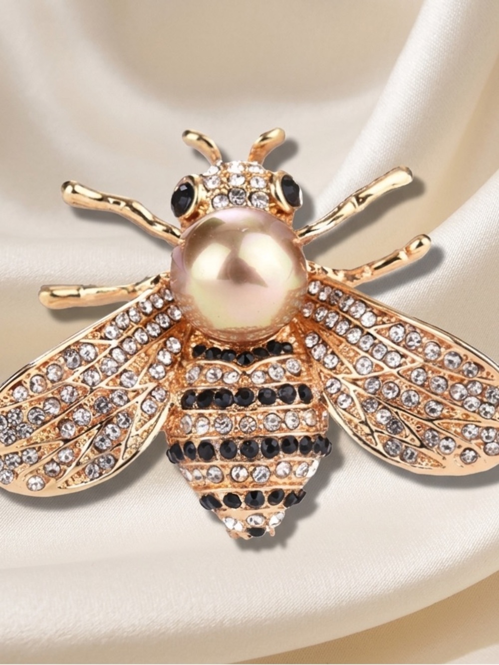 New! Gold Honey Bee Brooch with Pearl